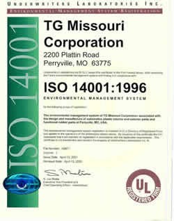 TG Missouri Corporation　ISO14001取得