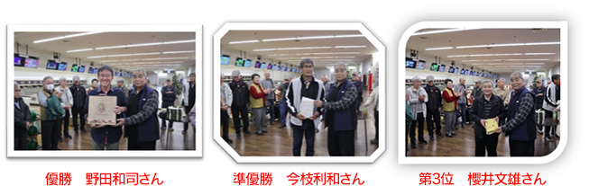 優勝 野田和司さん、準優勝 今枝利和さん、第3位 櫻井文雄さん