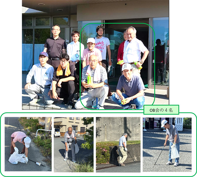 OB会の4名と他6名が写っている集合写真