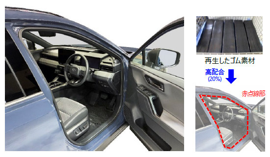 ゴムのリサイクル材を高配合の自動車部品（RAV4）