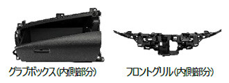グラブボックス（内側部分）とフロントグリル（内側部分）